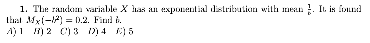 Solved 1. The random variable X has an exponential | Chegg.com
