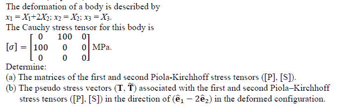 Solved The deformation of a body is described by x1 = | Chegg.com
