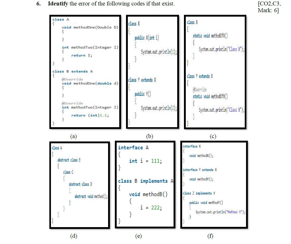 Solved 6. Identify the error of the following codes if that | Chegg.com