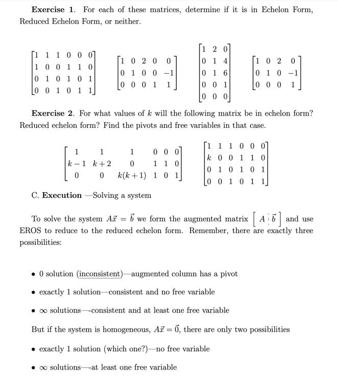 Solved Exercise 1. For each of these matrices, determine if | Chegg.com