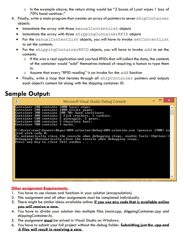 Write a C++ program using Visual Studio as | Chegg.com