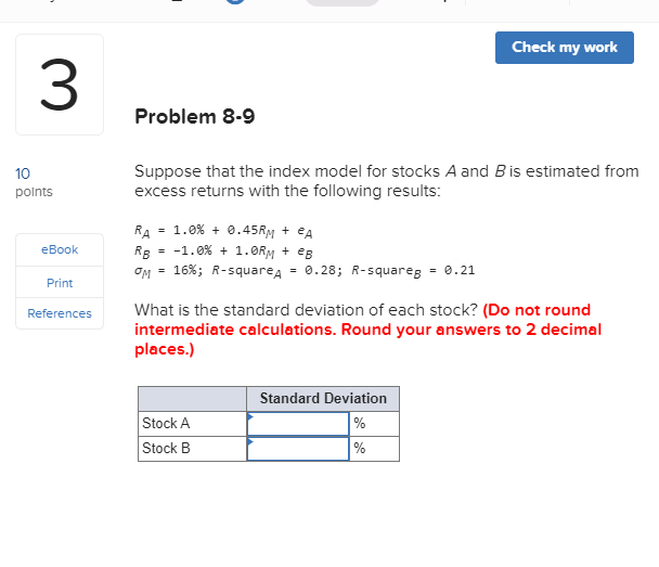 Solved Check My Work 3 Problem 8-9 Suppose That The Index | Chegg.com