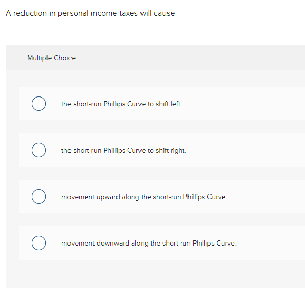 Solved A reduction in personal income taxes will cause | Chegg.com