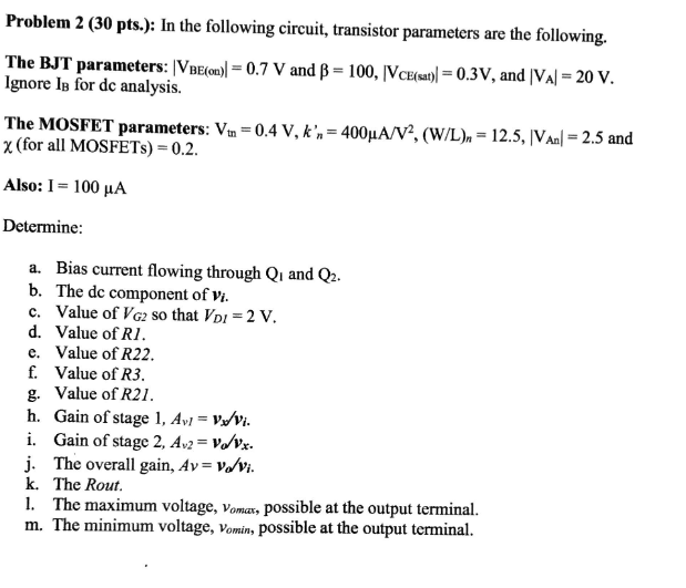 Solved Problem 2 (30 pts.): In the following circuit, | Chegg.com