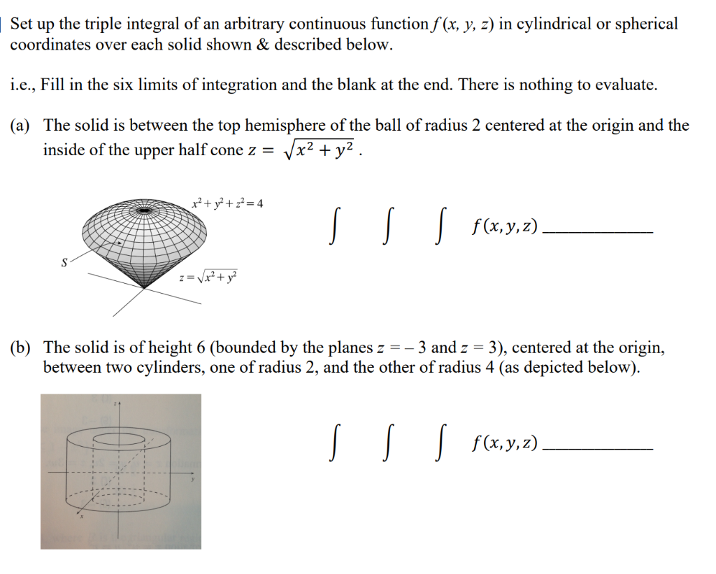 Solved | Set up the triple integral of an arbitrary | Chegg.com
