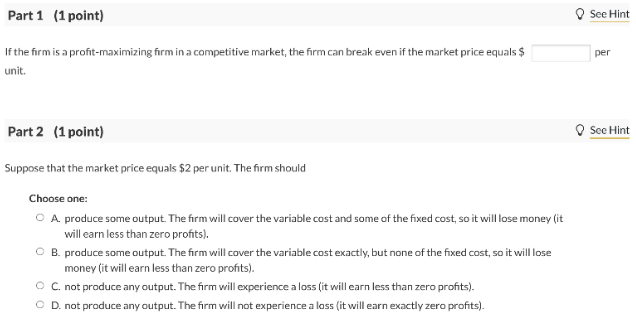 Solved Consider A Firm With The Following Costs Of | Chegg.com