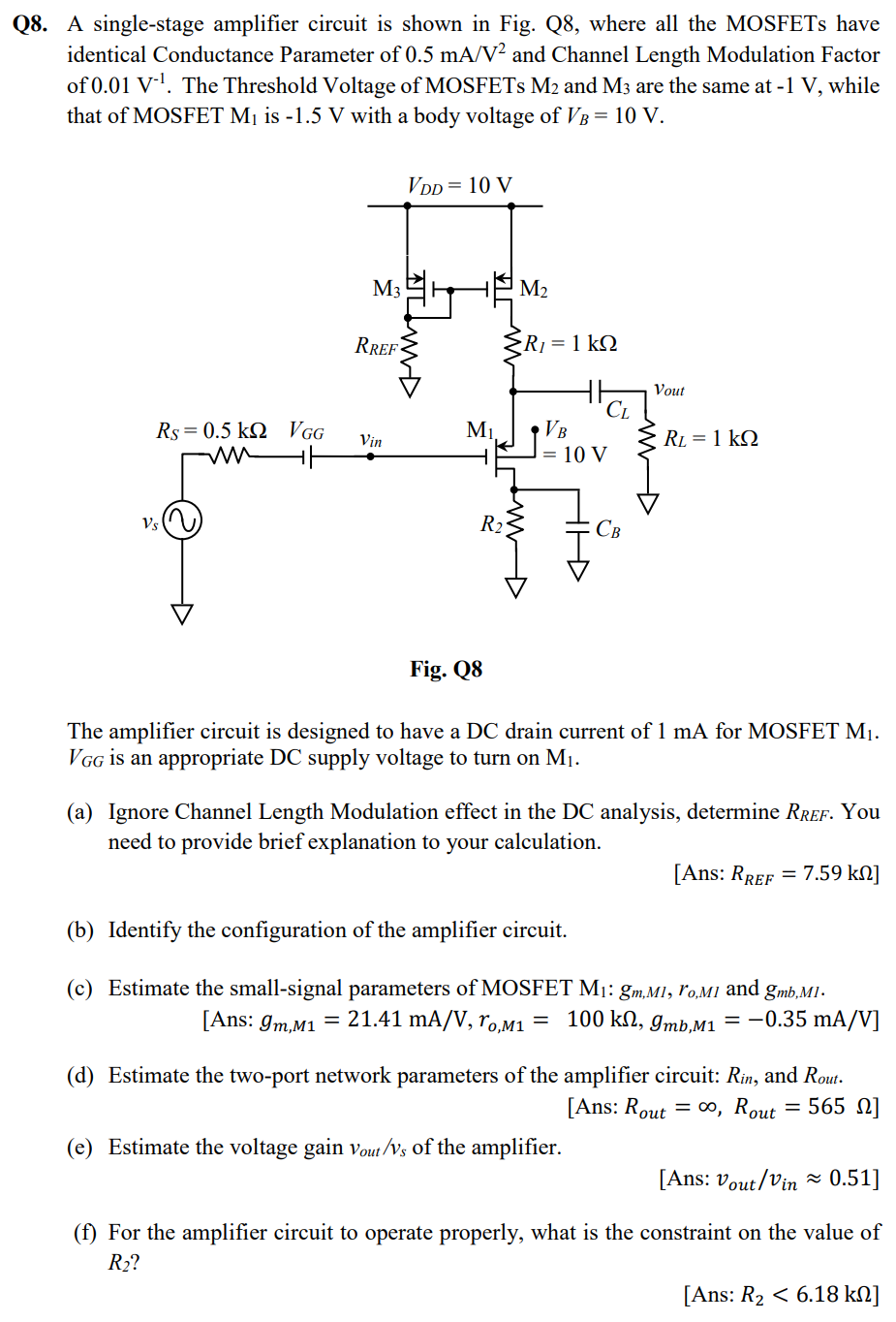 Solved MOSFETs M2 ﻿and M3 ﻿are the same at -1V, ﻿whilethat | Chegg.com