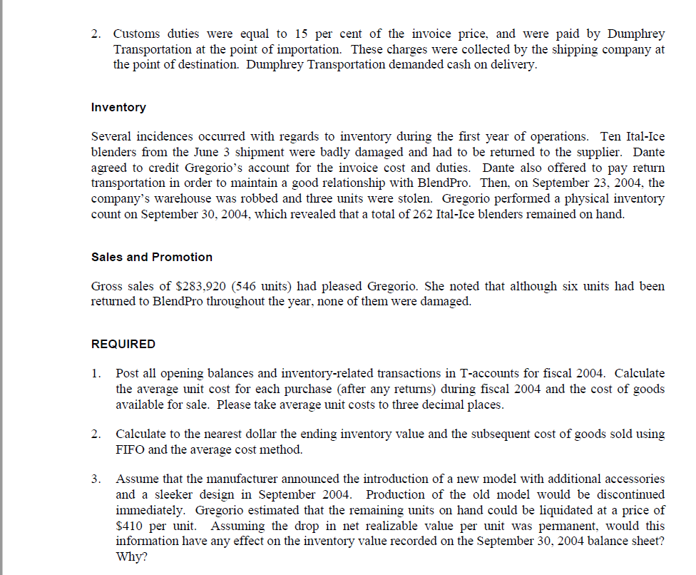 Case: BLENDPRO DISTRIBUTORS INC. What quantitative | Chegg.com