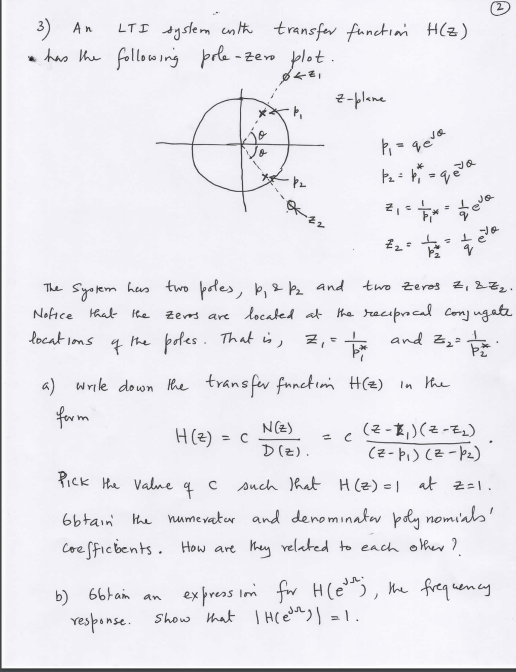 3 An Lt I System With Transfer Function H Z Has The Chegg Com