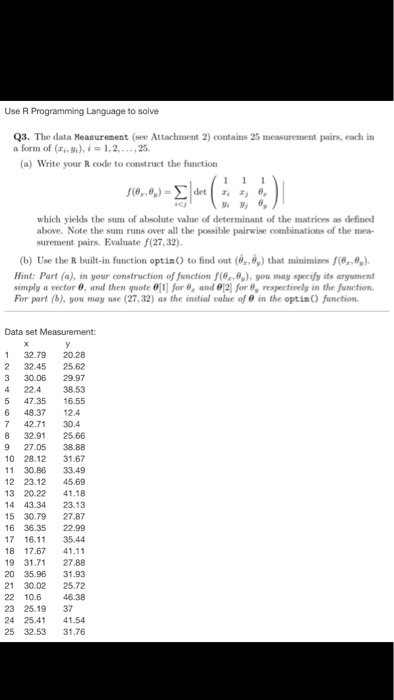 Use R Programming Language to solve Q3. The data | Chegg.com