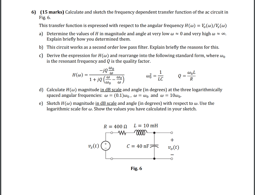 6 15 Marks Calculate And Sketch The Frequency D Chegg Com