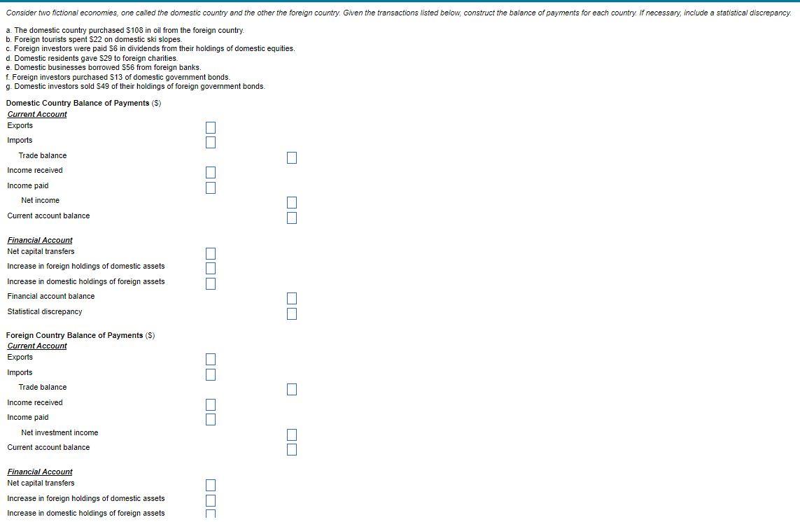 Solved A. The Domestic Country Purchased $108 In Oil From | Chegg.com