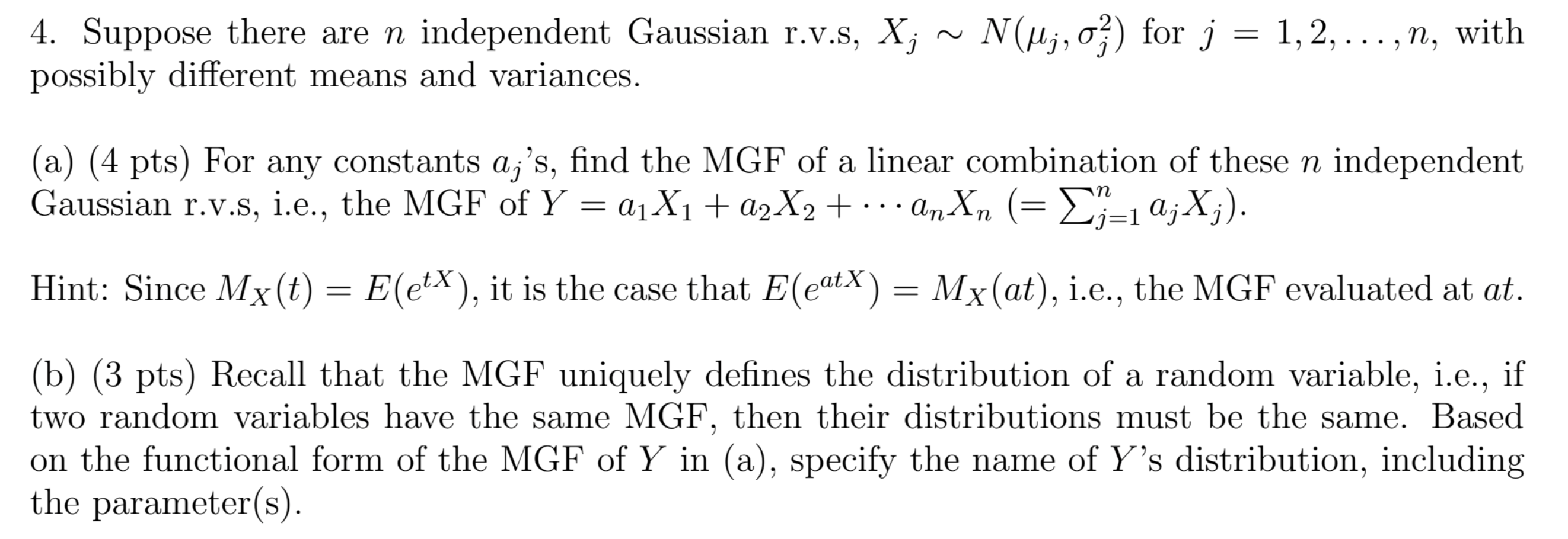 Solved 4 Suppose There Are N Independent Gaussian R V S Chegg Com