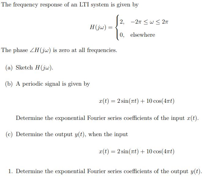 Solved The frequency response of an LTI system is given | Chegg.com