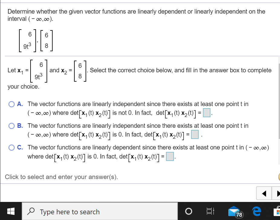 Solved Determine Whether The Given Vector Functions Are