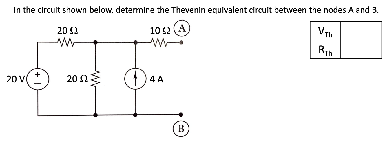 Solved In the circuit shown below, determine the Thevenin | Chegg.com