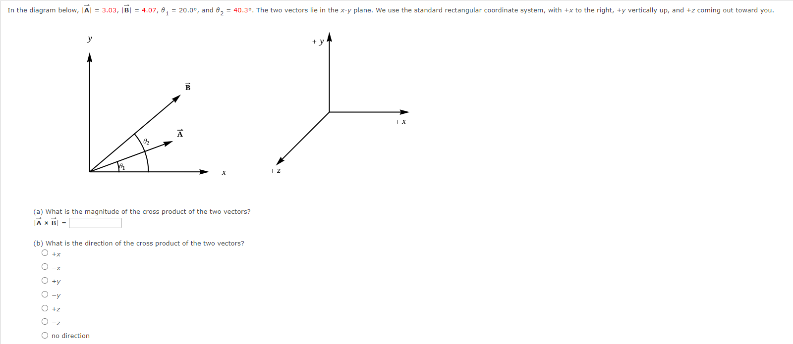 Solved Diagram Below ∣a∣ 3 03 ∣b∣ 4 07 θ1 20 0∘ And