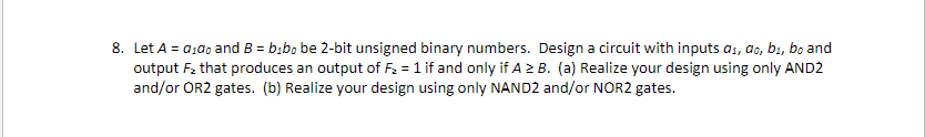 Solved 8. Let A=a1a0 And B=b1b0 Be 2-bit Unsigned Binary | Chegg.com