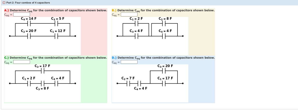 Solved A.) Determine Ceq for the combination of capacitors | Chegg.com