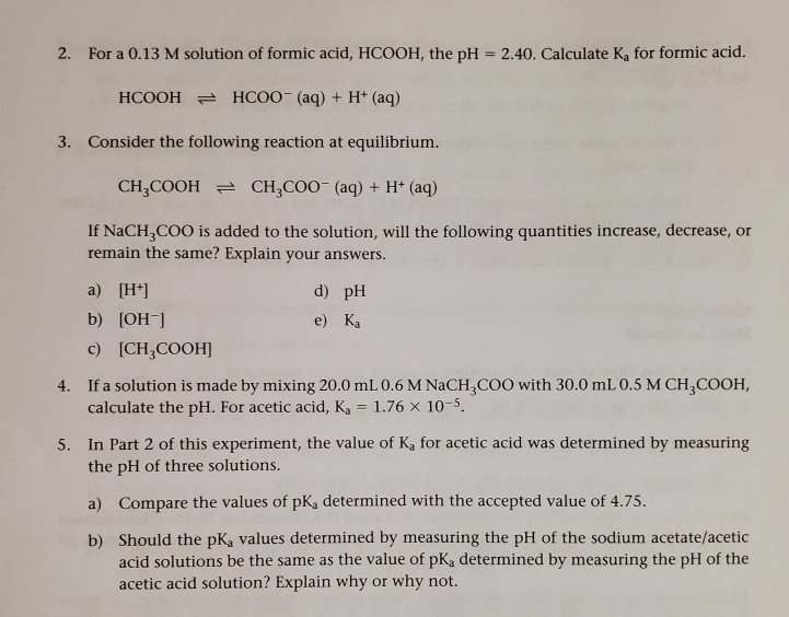 Formic deals acid ph