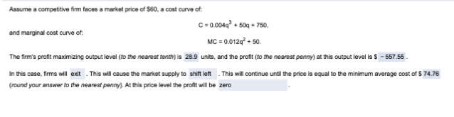 Solved Assume a competitive firm faces a market price of | Chegg.com