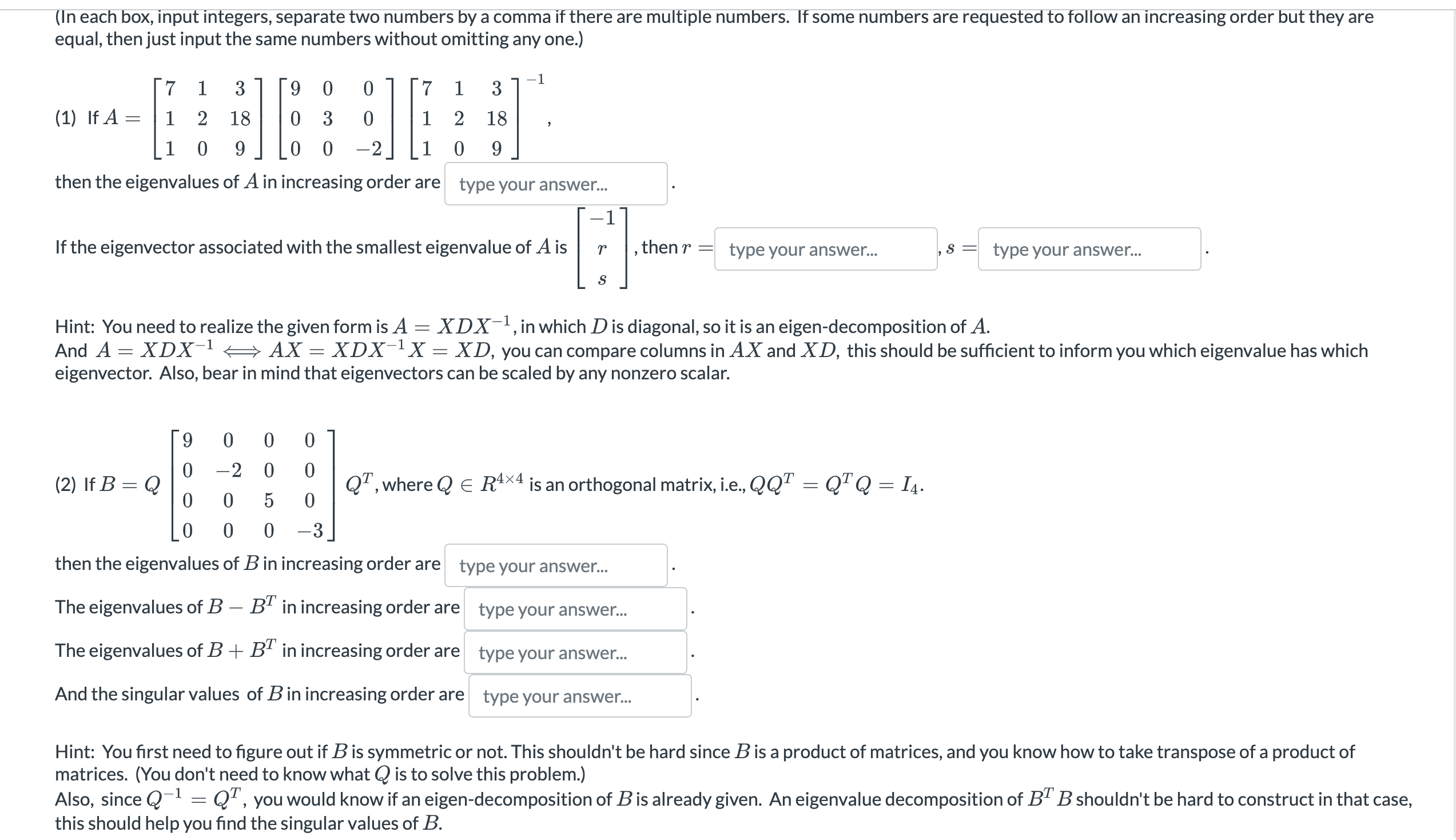 Solved (In each box, input integers, separate two numbers by | Chegg.com