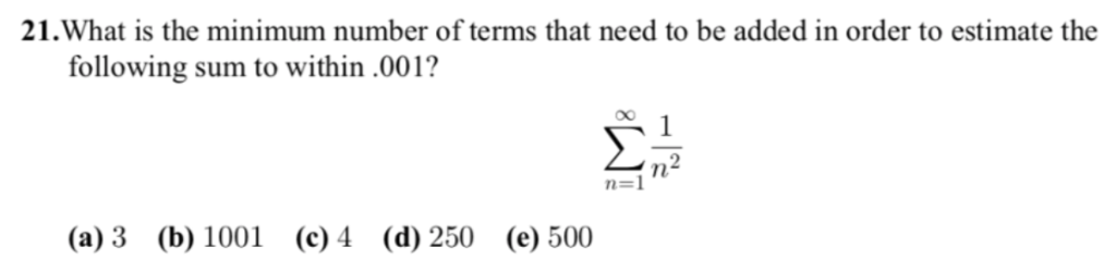 Solved 21. What is the minimum number of terms that need to | Chegg.com