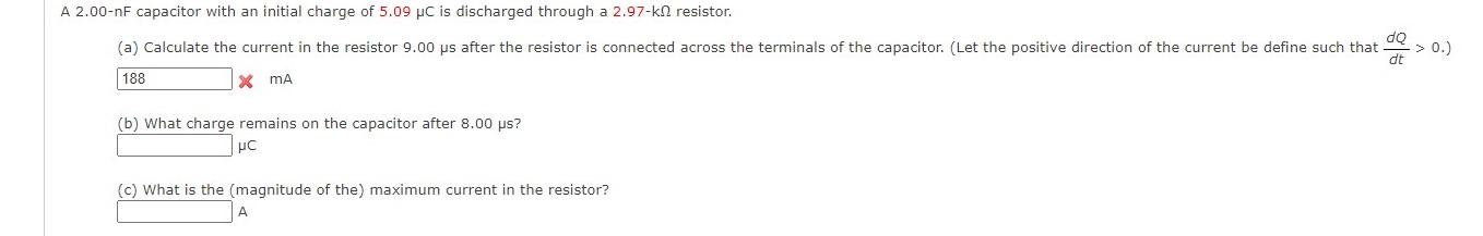 Solved A 2.00-nF capacitor with an initial charge of 5.09 C | Chegg.com