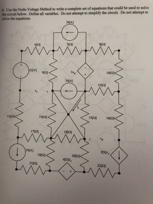 Solved 6. Use the Node-Voltage Method to write a complete | Chegg.com