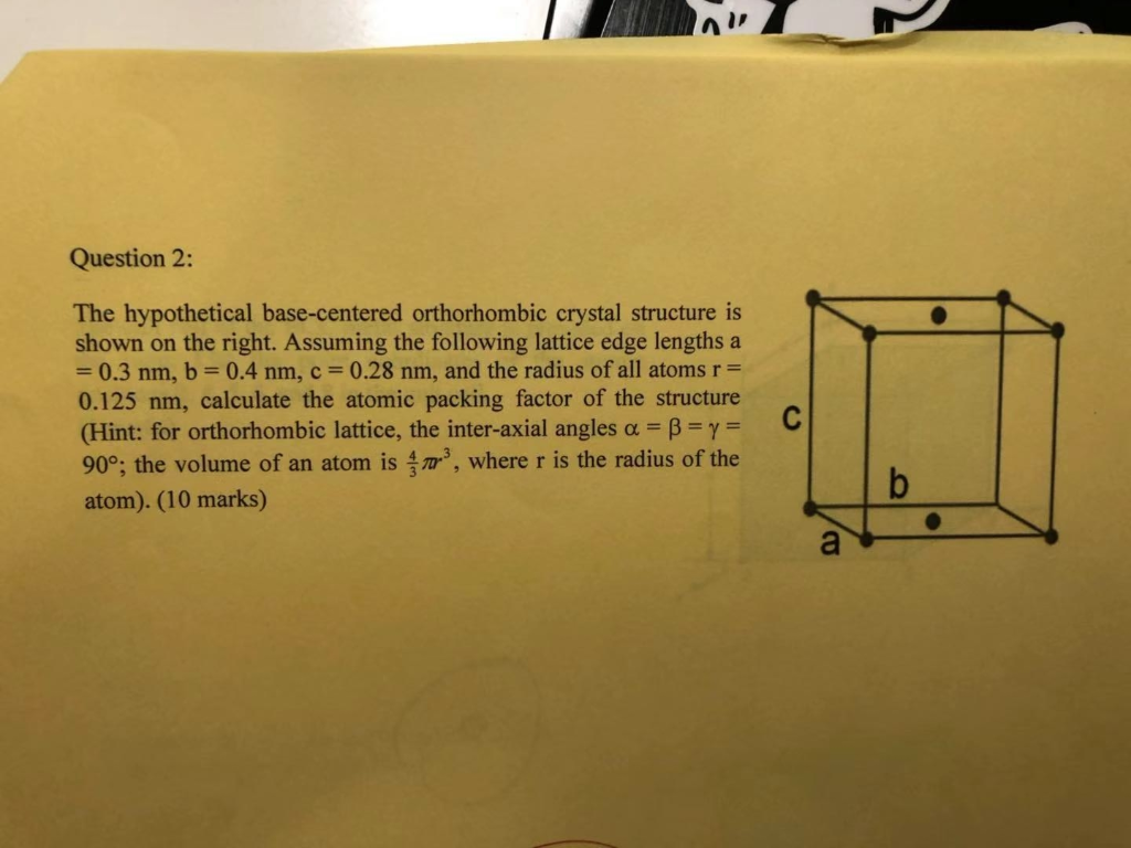 Solved Question 2 The hypothetical basecentered