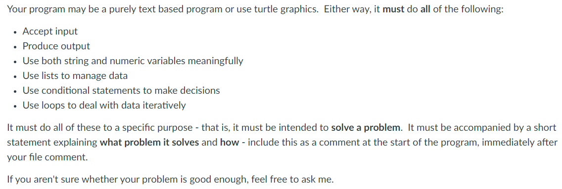 Solved Your program may be a purely text based program or | Chegg.com