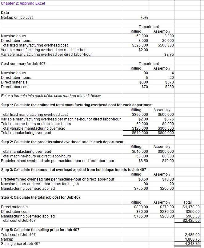 Solved Check your worksheet by changing the total fixed | Chegg.com