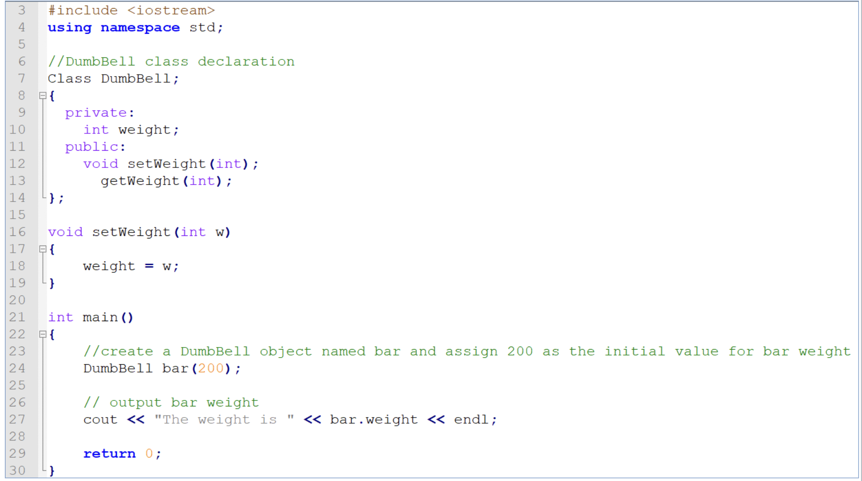 Solved 3 #include 4 using namespace std; 7 8 8{ //DumbBell | Chegg.com
