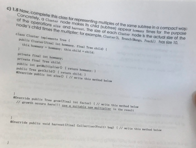 Solved c) 1.5 Now, complete this s class for representing | Chegg.com