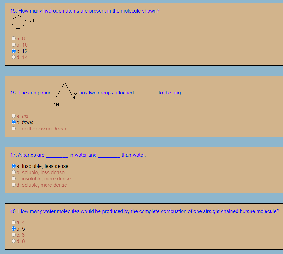 Solved 15. How many hydrogen atoms are present in the | Chegg.com