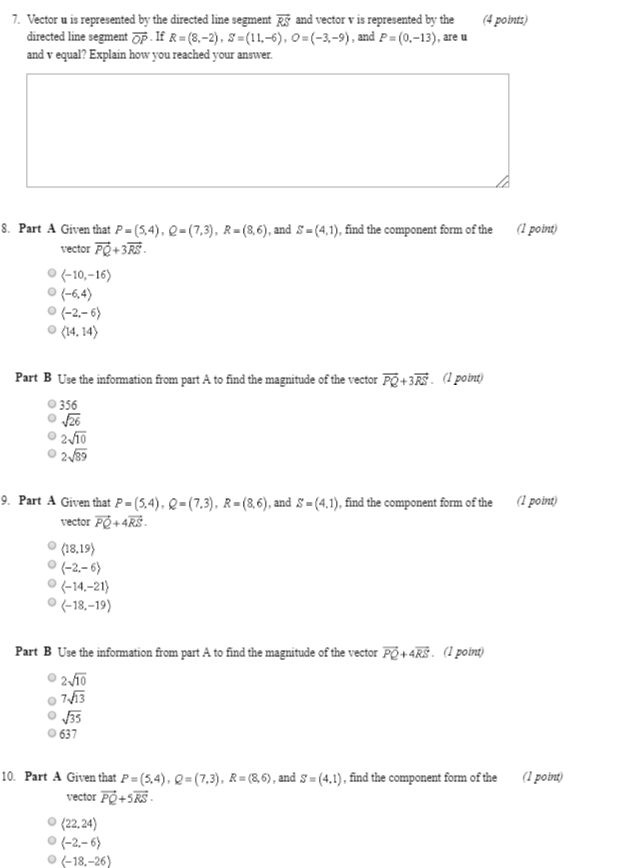 Solved 4 Points 7 Vector U Is Represented By The Direct Chegg Com