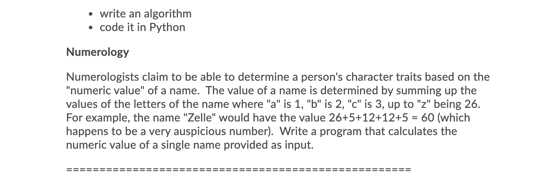 Solved • write an algorithm • code it in Python Numerology | Chegg.com