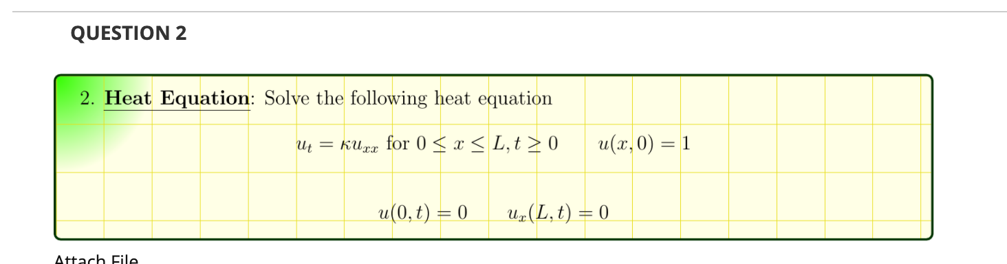 Solved QUESTION 2 2. Heat Equation: Solve the following heat | Chegg.com