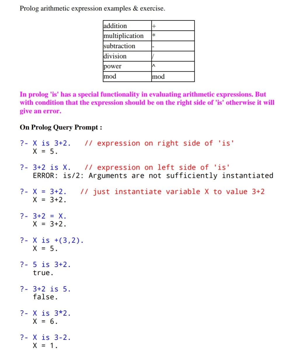 prolog arithmetic assignment