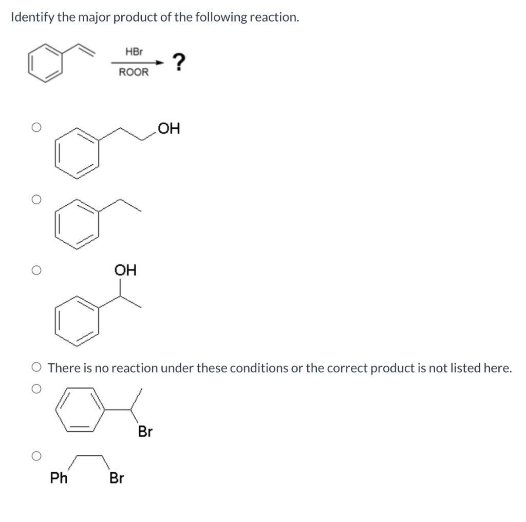 Solved Identify The Major Product Of The Following Reaction