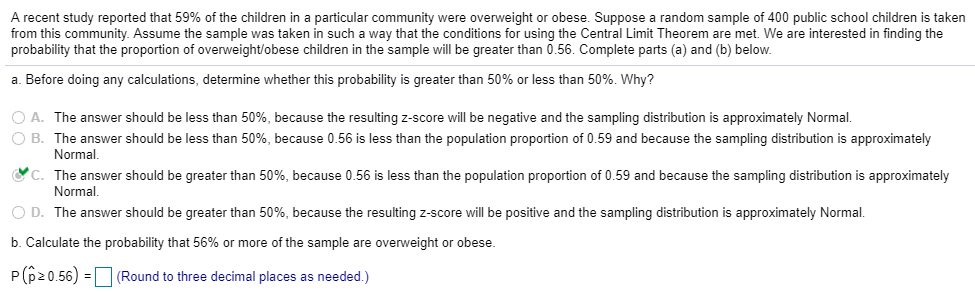 Solved A recent study reported that 59% of the children in a | Chegg.com