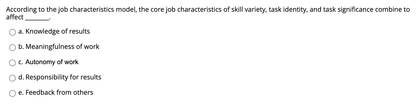 Solved According to the job characteristics model, the core | Chegg.com