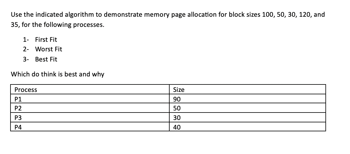 Solved Use the indicated algorithm to demonstrate memory | Chegg.com