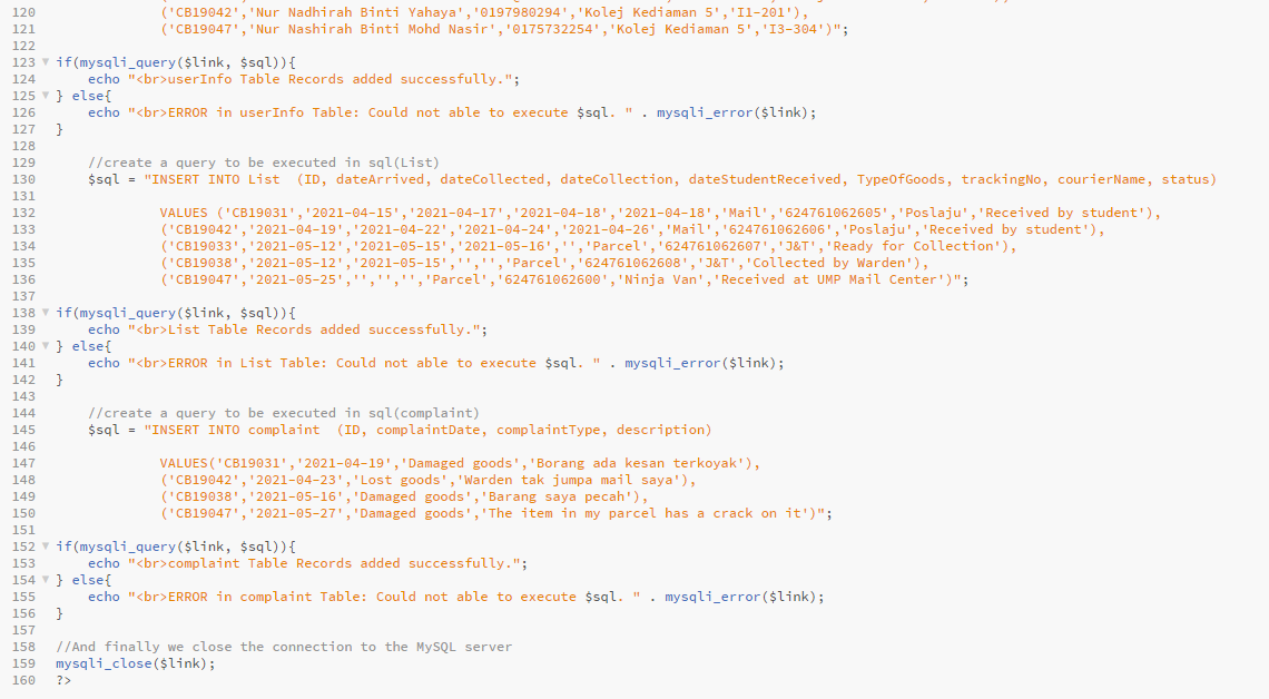Create PHP MySQL for the database >> plz copy the | Chegg.com