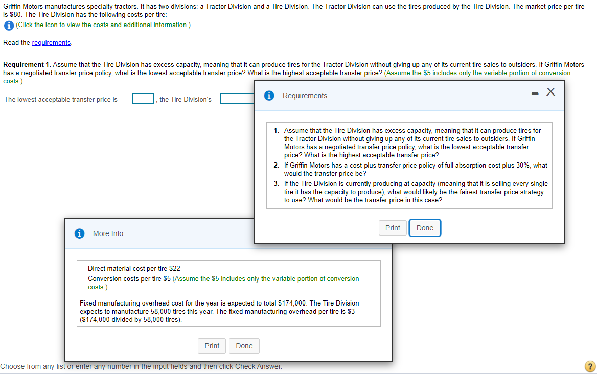 Solved Griffin Motors manufactures specialty tractors. It