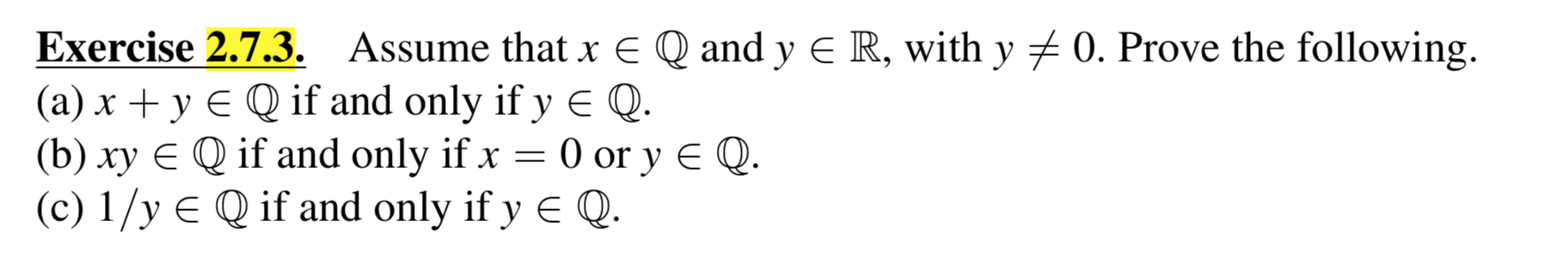 Solved Exercise 2 7 3 Assume That X Q And Y R With Chegg Com