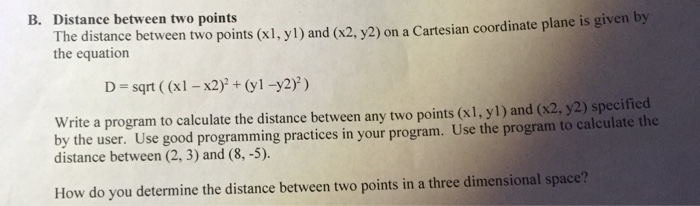 Solved Distance between two points The distance between two | Chegg.com