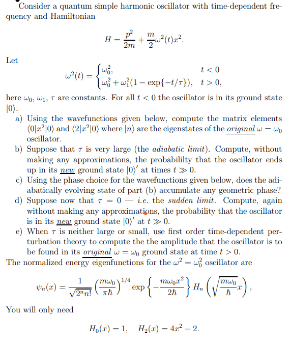 Solved Consider a quantum simple harmonic oscillator with | Chegg.com