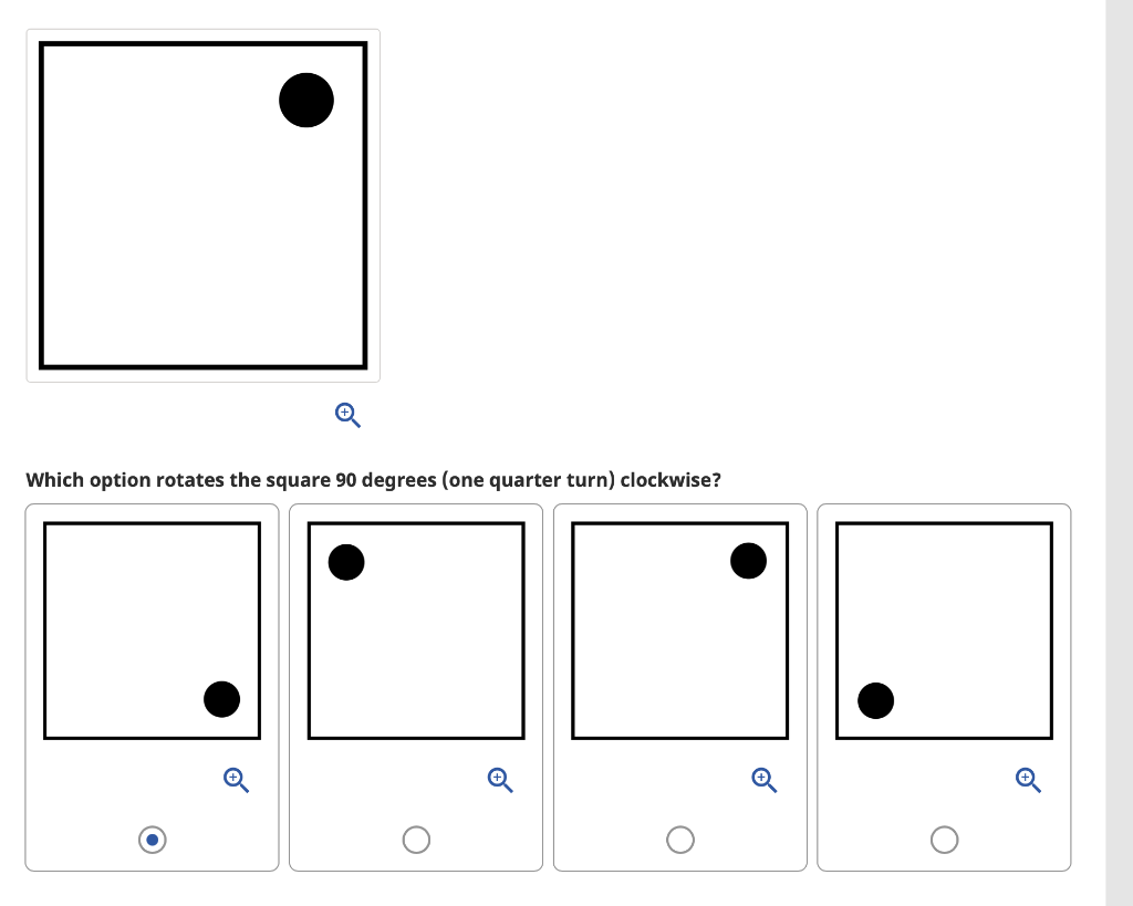 Solved Which option rotates the square 90 degrees (one