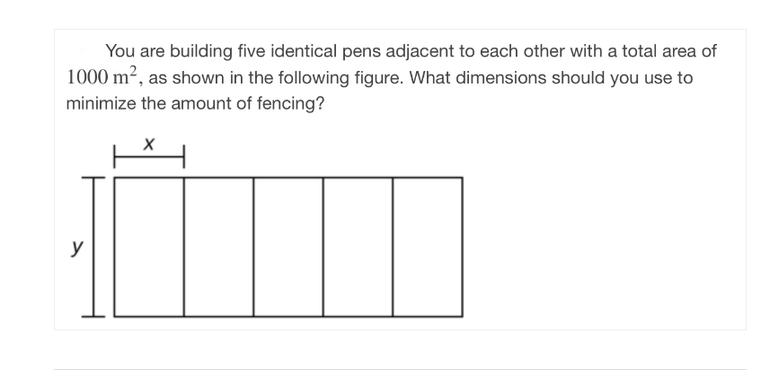 Solved You are building five identical pens adjacent to each | Chegg.com